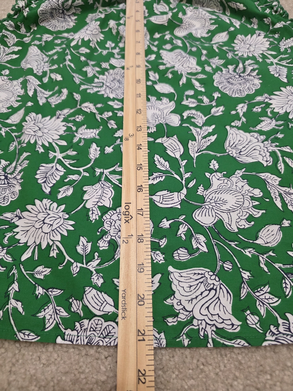J.Crew Green Floral Sleeveless Ruffle Neck Top Size L 100% Cotton - Picture 11 of 12